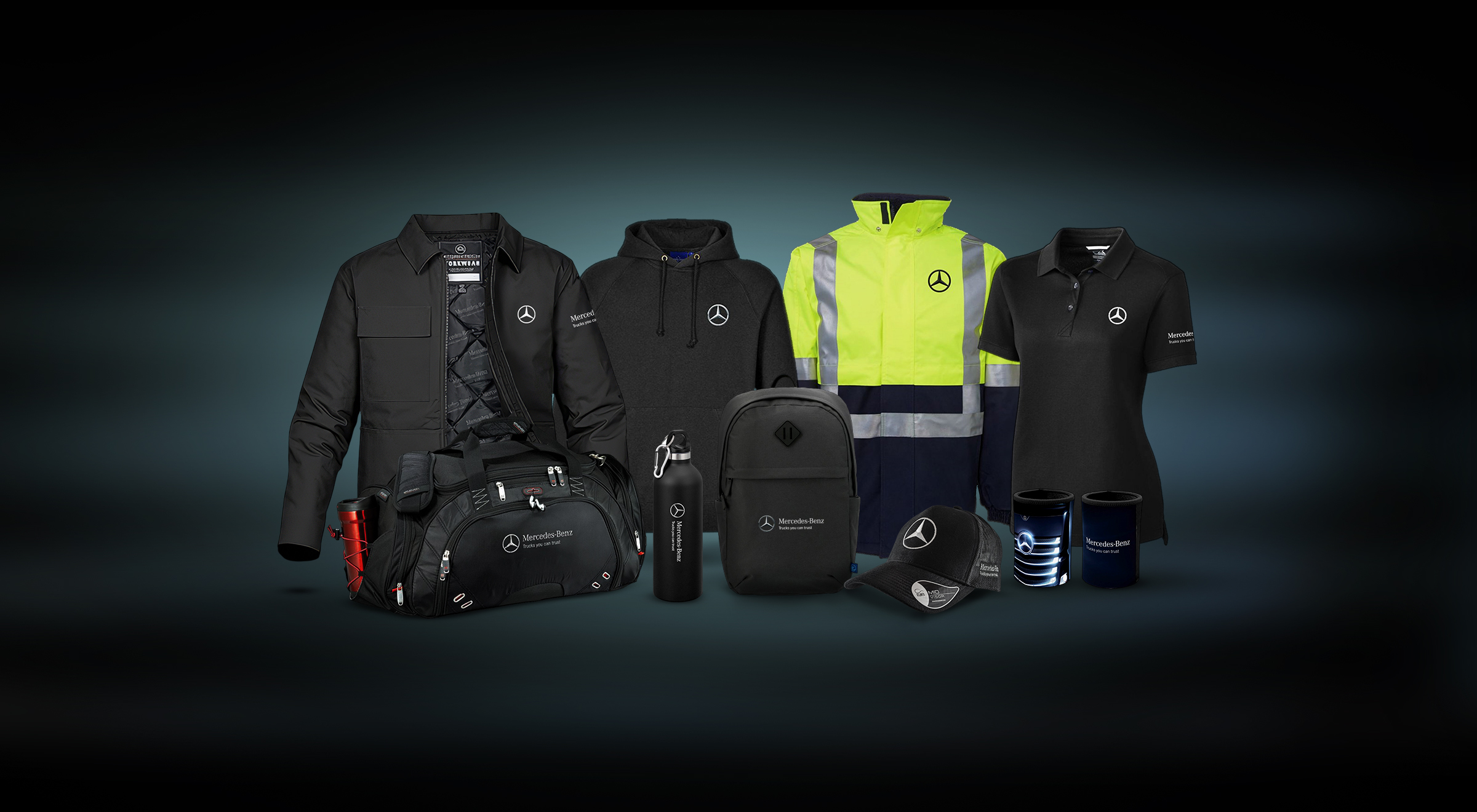 Custom Mercedes-Benz Trucks promotional products and uniforms.